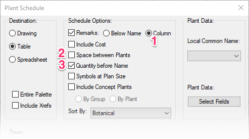 Plant Schedule settings, example 2