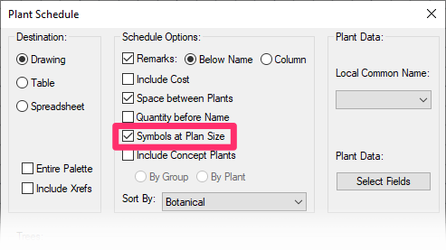 Plant Schedule settings, example 5