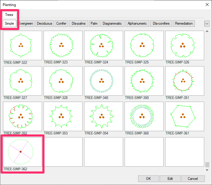 Selecting a symbol in the symbols dialog box