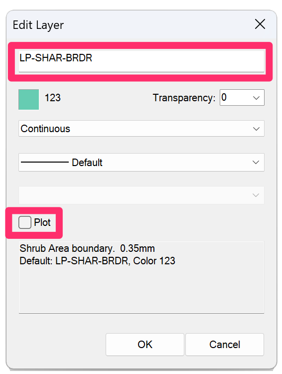 Setting a Shrub Area boundary layer to non-plot