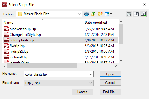 Select Script File dialog box