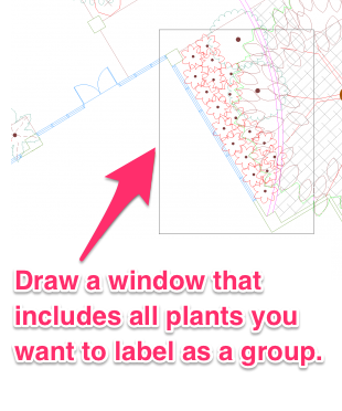 Drawing a window to select additional plants to label