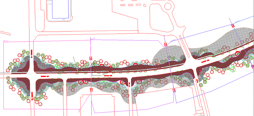 Planting plan with several Work Areas, example