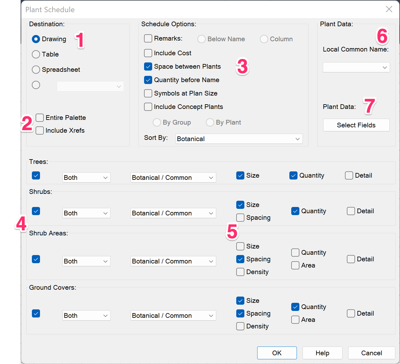 Plant Schedule dialog box, overview