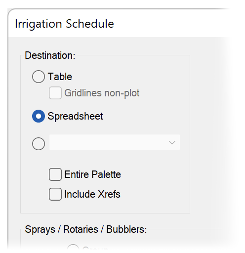 Irrigation Schedule, Spreadsheet option