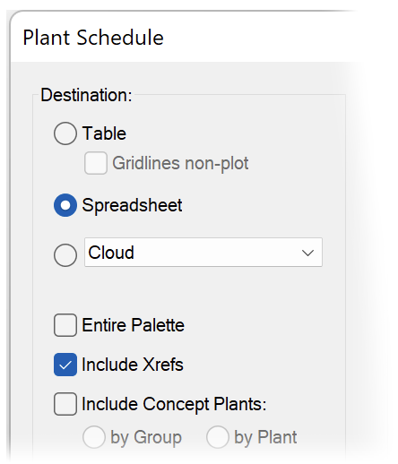 Plant Schedule, Spreadsheet option