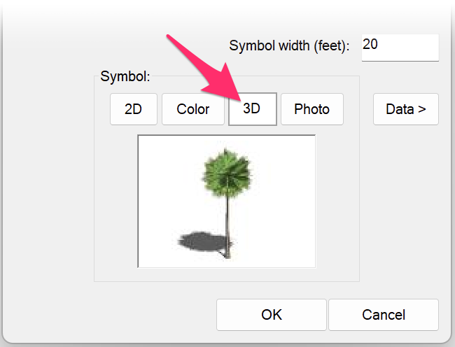 Plant Info dialog box, 3D symbol option