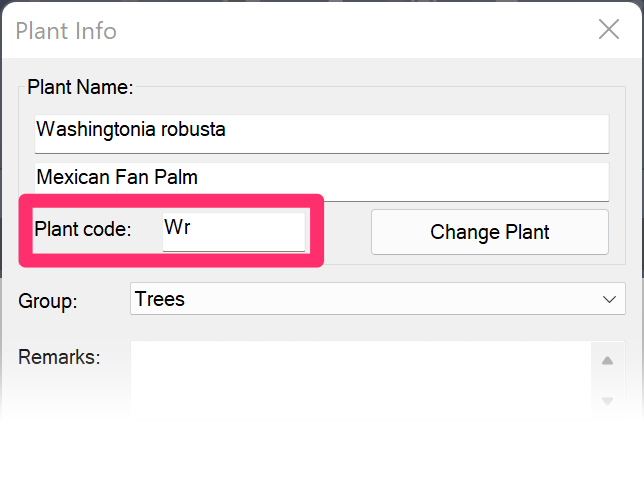 Plant Code field