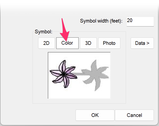 Plant Info dialog box, Color symbol option