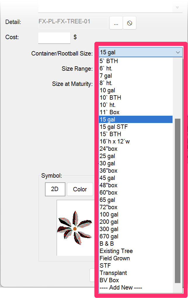 Plant Info dialog box, Remarks fields, menus