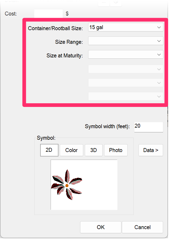 Plant Info dialog box, Plant Information fields