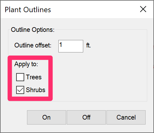 Applying Plant Outlines to shrubs only