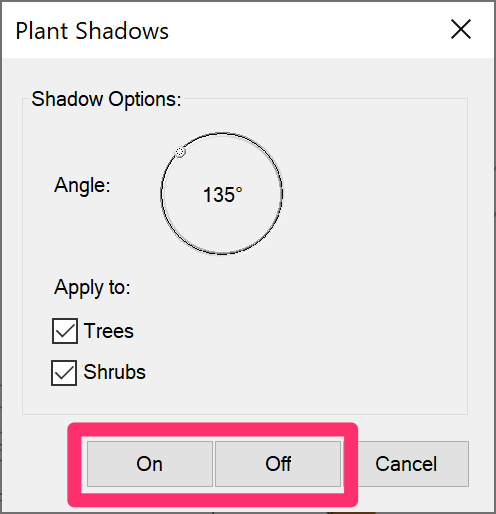 Turning shadows on and off