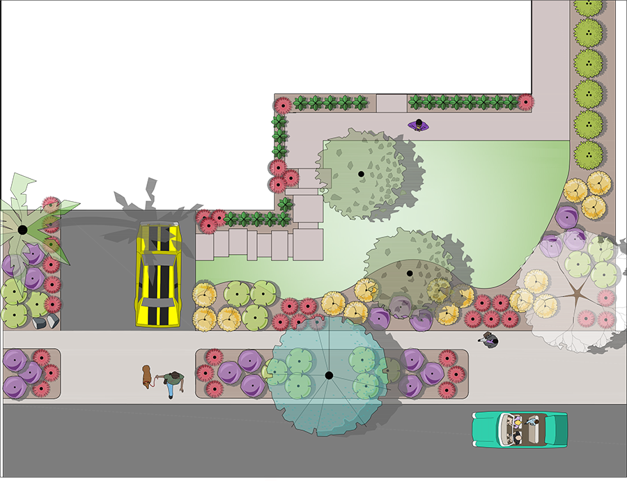 Example plan after colorization with Site Color tool