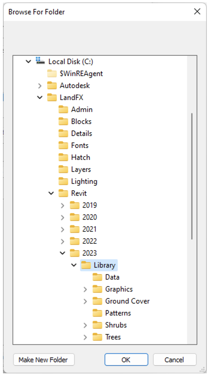 Browsing to a Revit library location