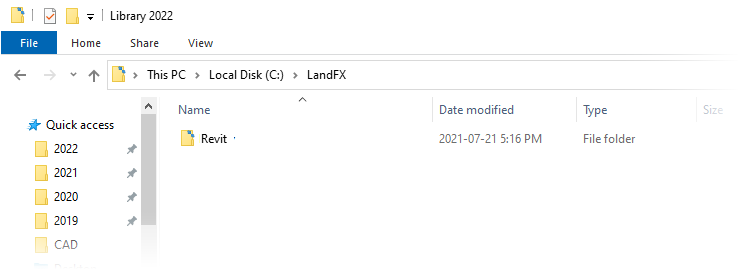 Correctly set-up Revit library folder path, example