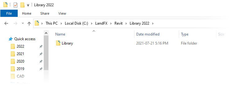 Correctly set-up Revit library folder path, example