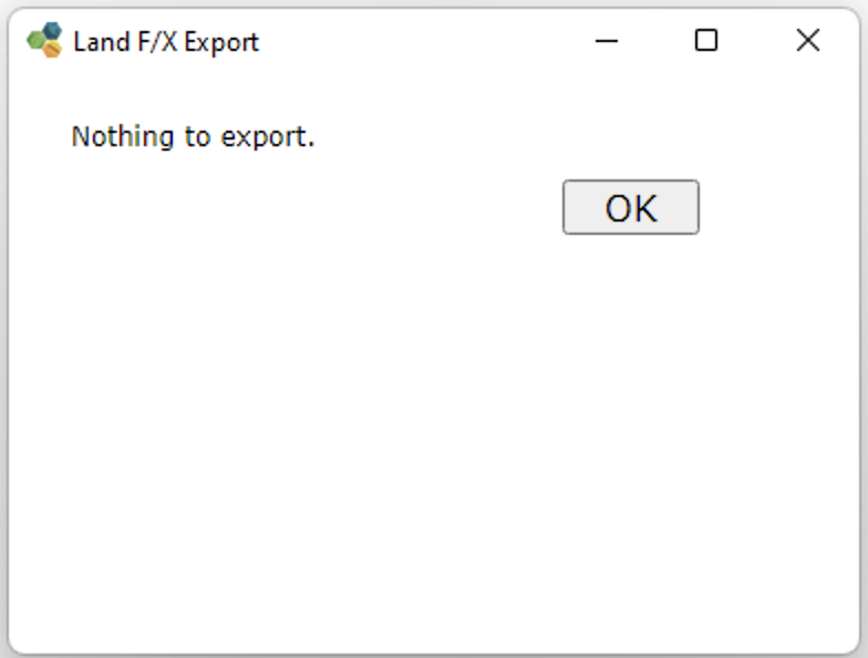 Nothing to export message