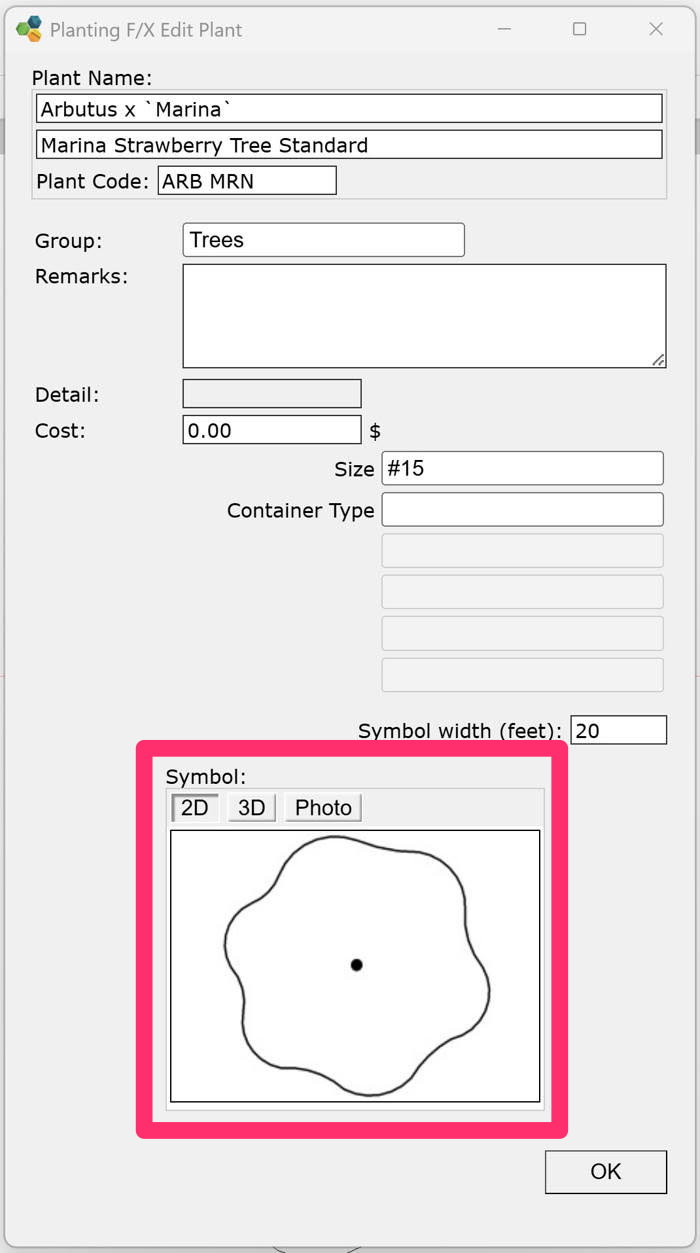 2D diagrammatic tree symbols