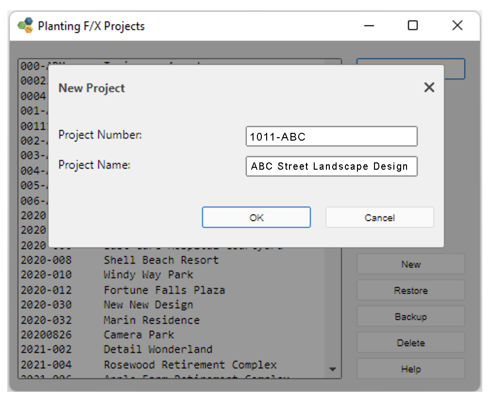 New Project dialog box