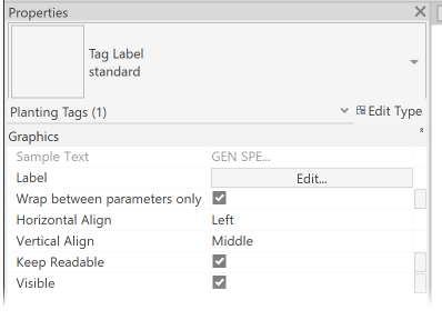 Plant label style properties