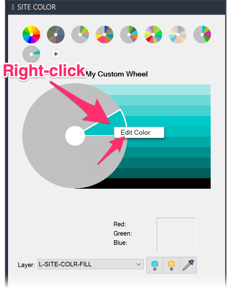 Editing a color on a wheel