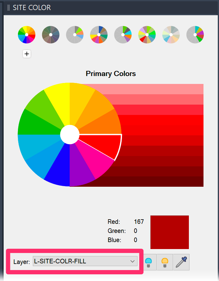 Site Color Manager, Layer menu