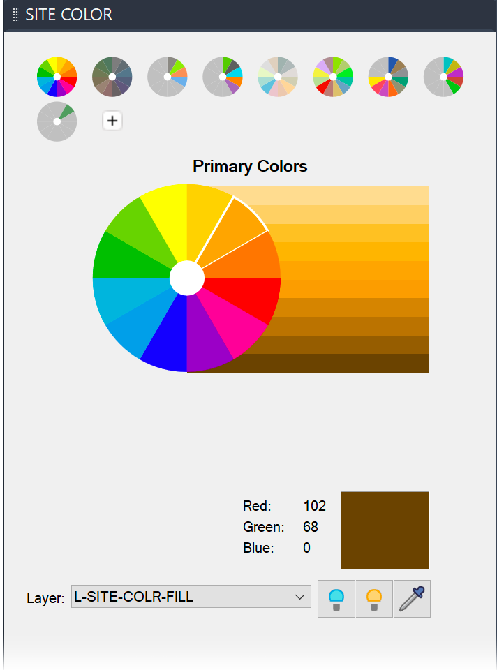Selecing a color and hue from Site Color tool