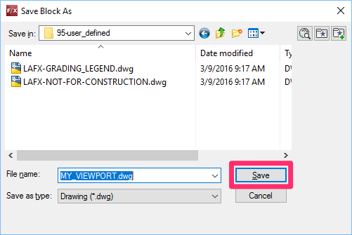 Location examplem for saving a block