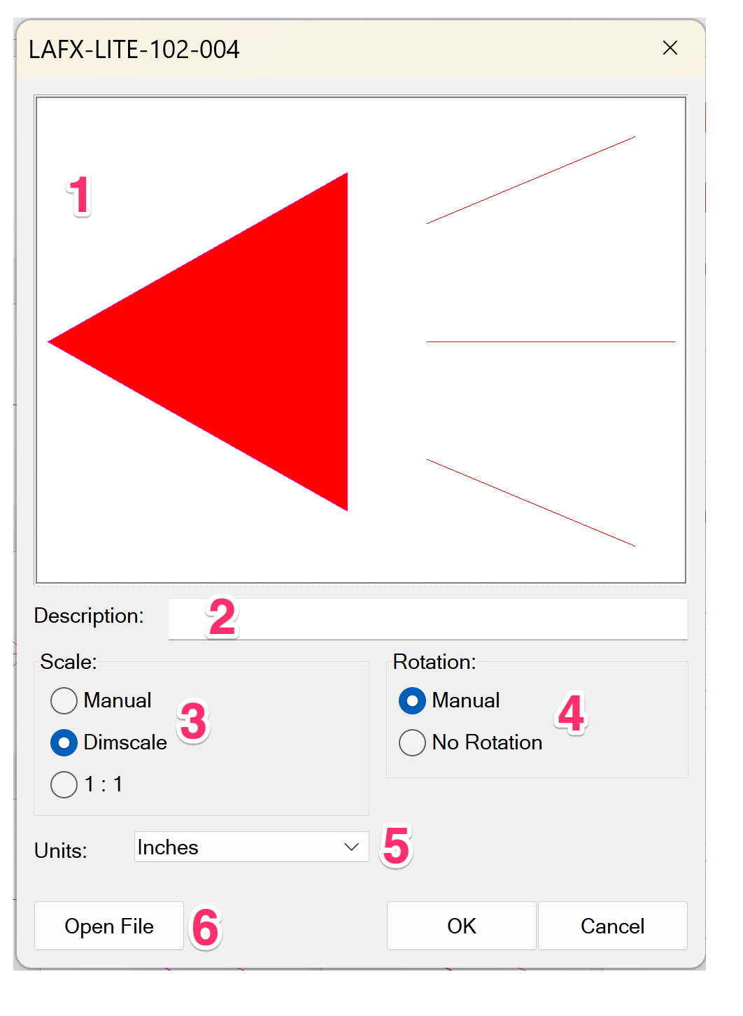 Dialog box for editing a lighting component