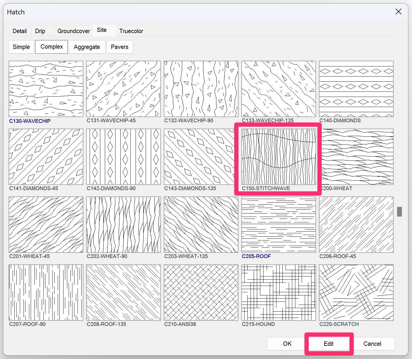 Editing a hatch pattern