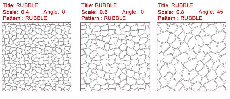 Versions of Rubble hatch with different scales