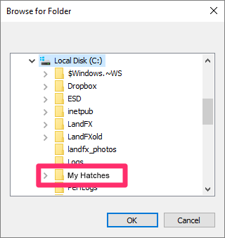 Browse to folder containing hatch patterns