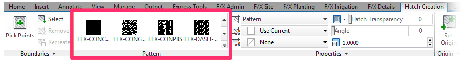 Hatches appear in Pattern list within Hatch Editor