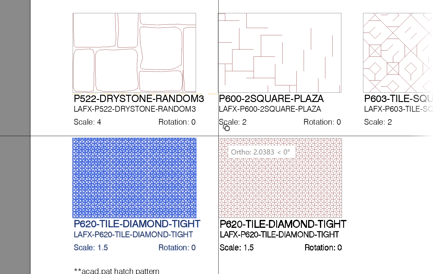 Selecting a hatch pattern to copy