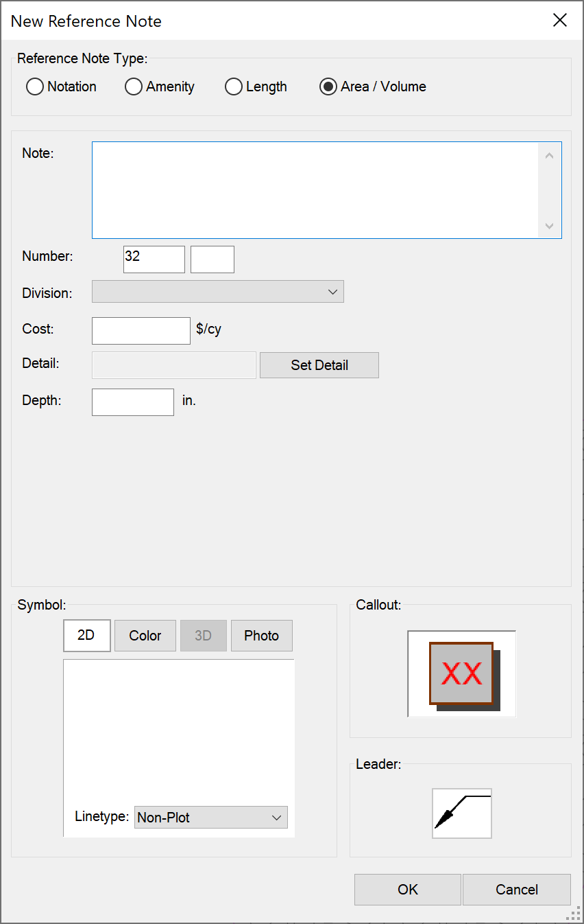 New Reference Note dialog box