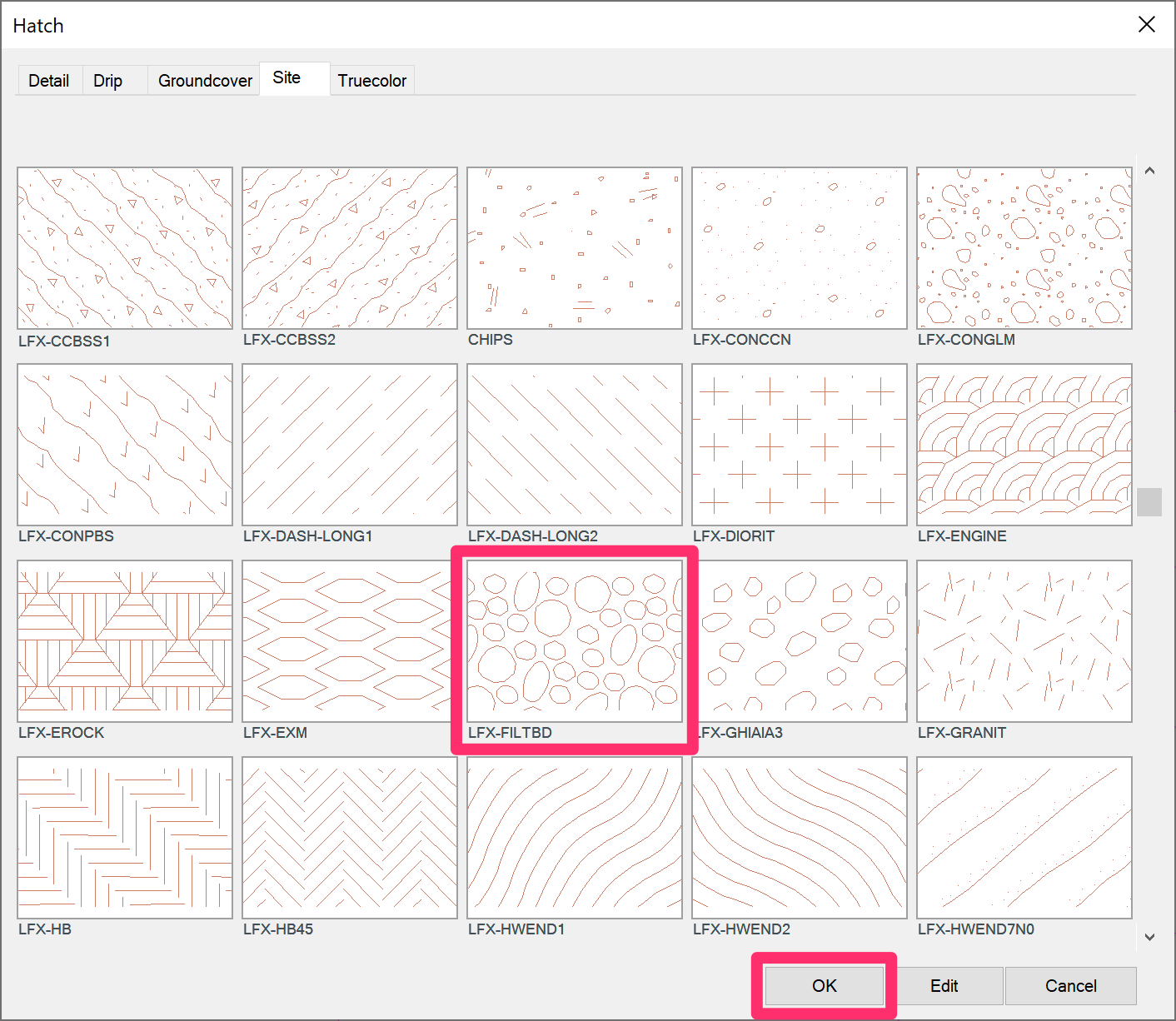 Hatch dialog box