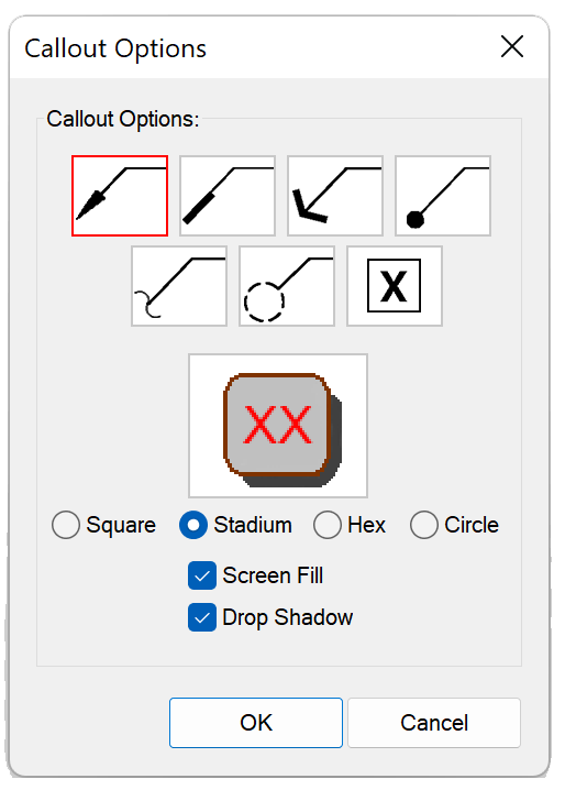 Callout Options dialog box