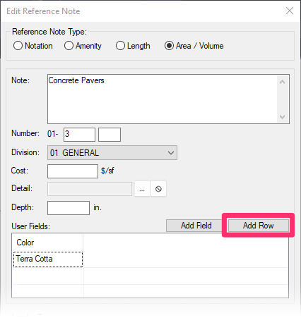 Adding a row to a User Field