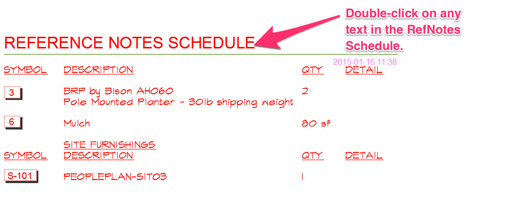 Double-click to make changes to schedule title or text