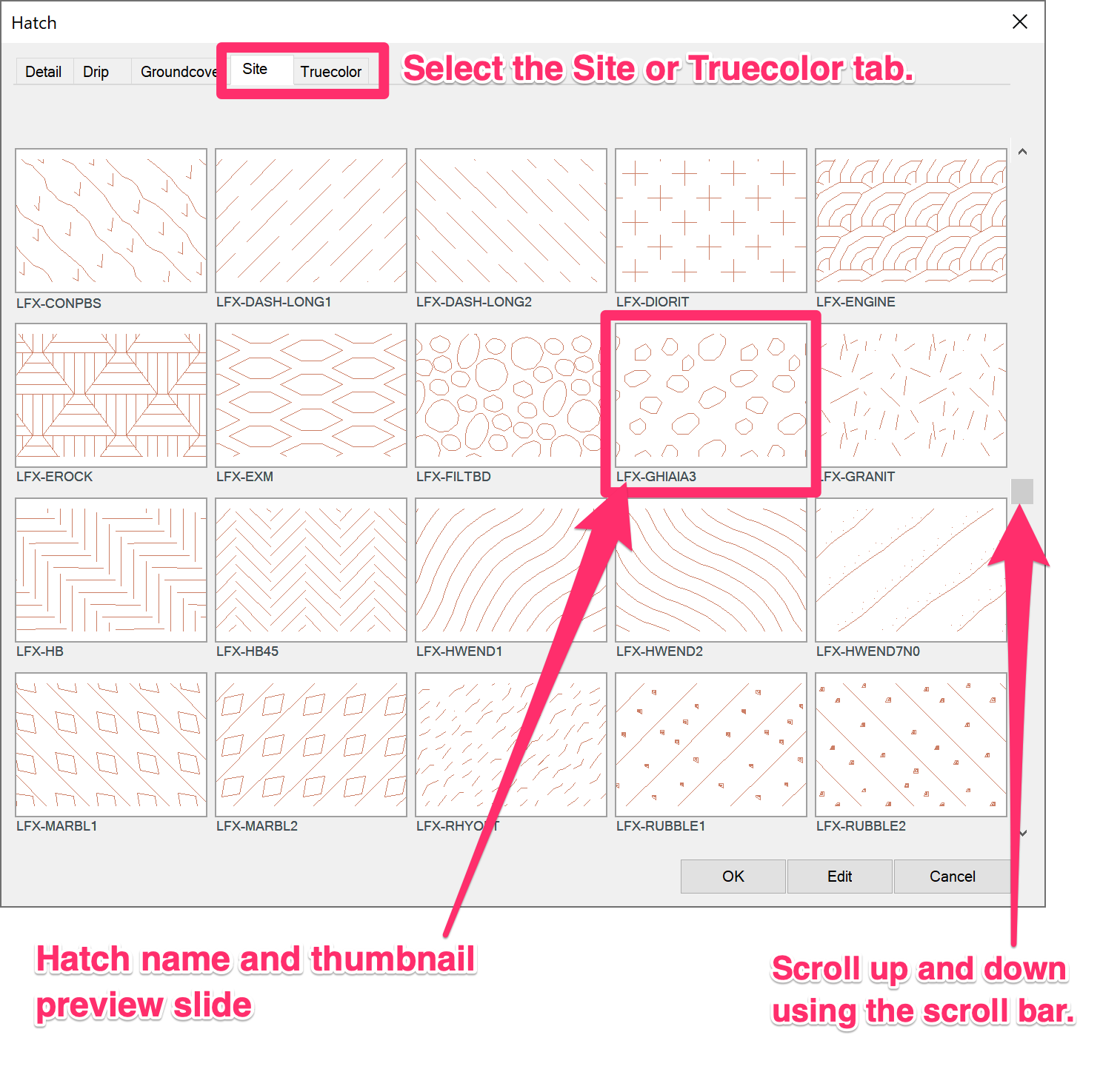 Hatch dialog box