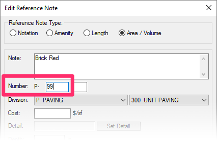 Changing a Reference Note's number