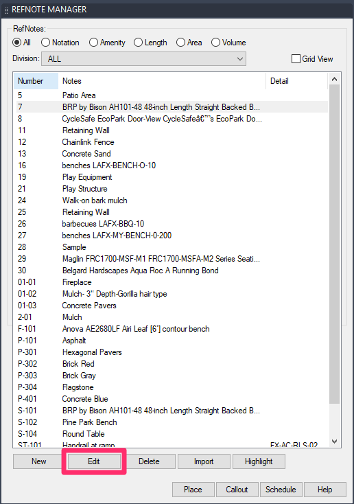 Reference Notes Manager, Edit button