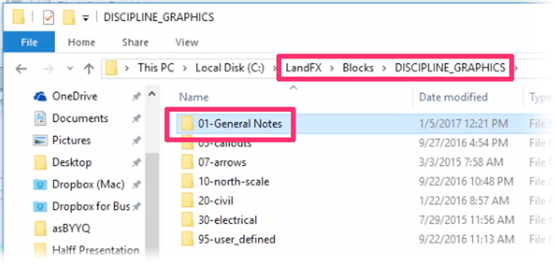 General Notes subfolder in Discipline Graphics folder