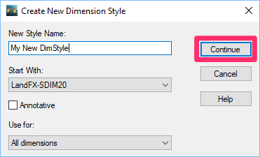 Create New Dimension Style dialog box