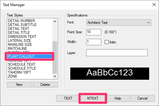 Place multi-line text entry (MText)