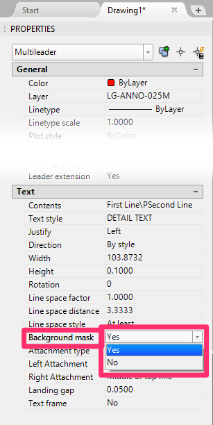 Setting background mask in Properties panel