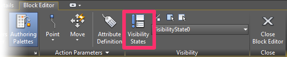 Block Editor ribbon, Visibility button
