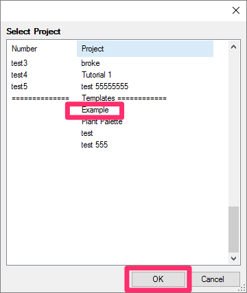 Importing Zoning categories, selecting a project or template