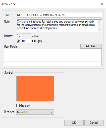 Typicall filled-in Zoning category